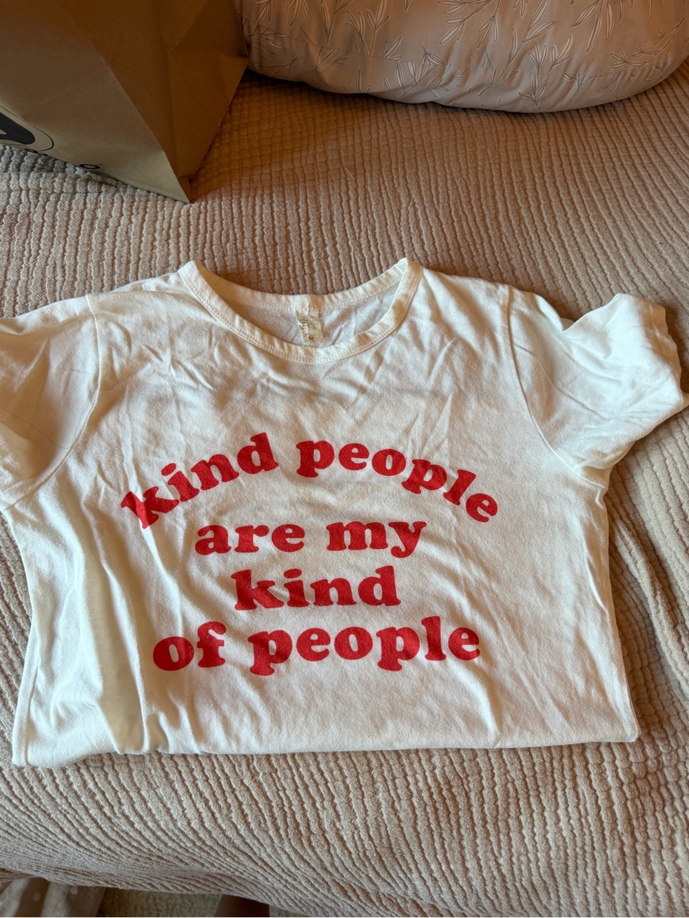 White Tee with Red Positive Message